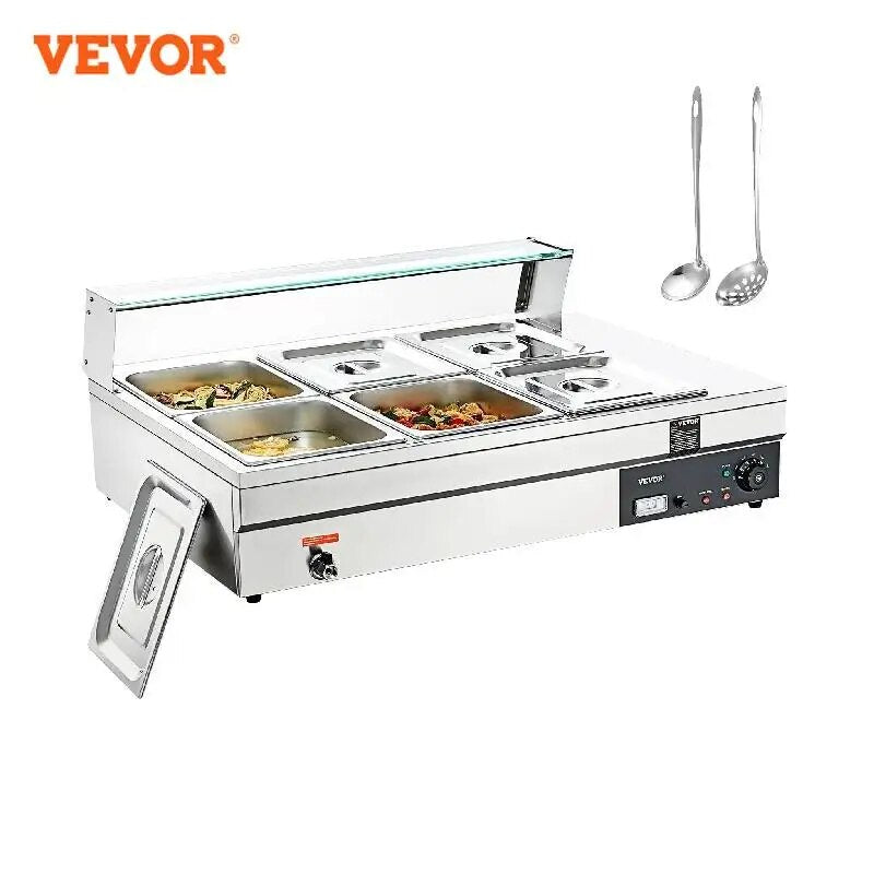 VEVOR Commercial Electric Soup Food Warmer with 3/6/10/12 Pans Stainless Steel image 1