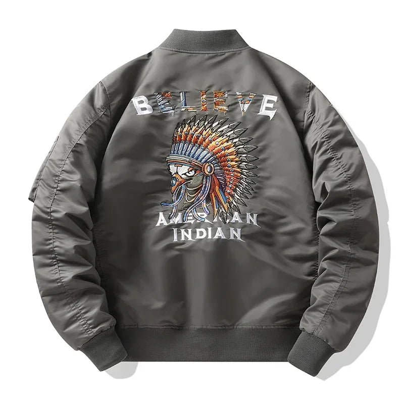 Air Force Ma1 Pilot Jacket Men's Colorful Indians Embroidered Baseball Uniform C image 2