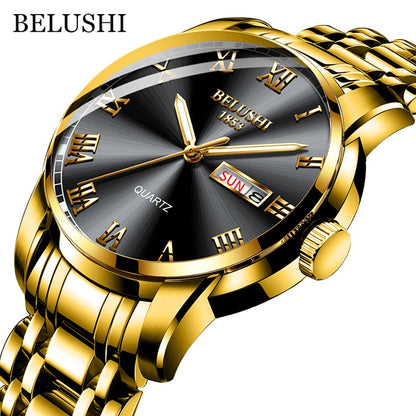 BELUSHI Men Watch Stainless Steel Top Quailty Luxury Push Button Hidden Clasp W image 1