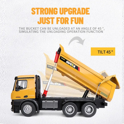 Strongest best 1/14 10 channels 2.4GHz Radio Control Alloy Dump Truck Huina 158 image 2