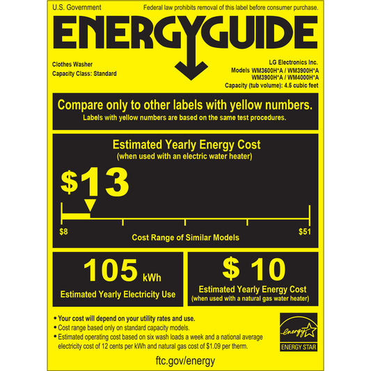 LG 4.5 cu. ft. Front Load Washer with TurboWash 360° and 7.4 cu. ft. ELECTRIC image 0