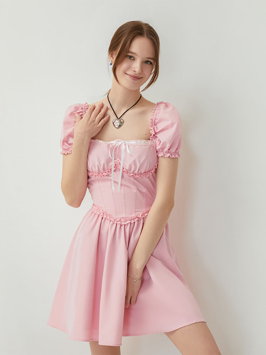 V-Neck Sleeveless Maxi Dress with Lace Detailing and Ruffled Hemline fo