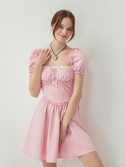 V-Neck Sleeveless Maxi Dress with Lace Detailing and Ruffled Hemline fo