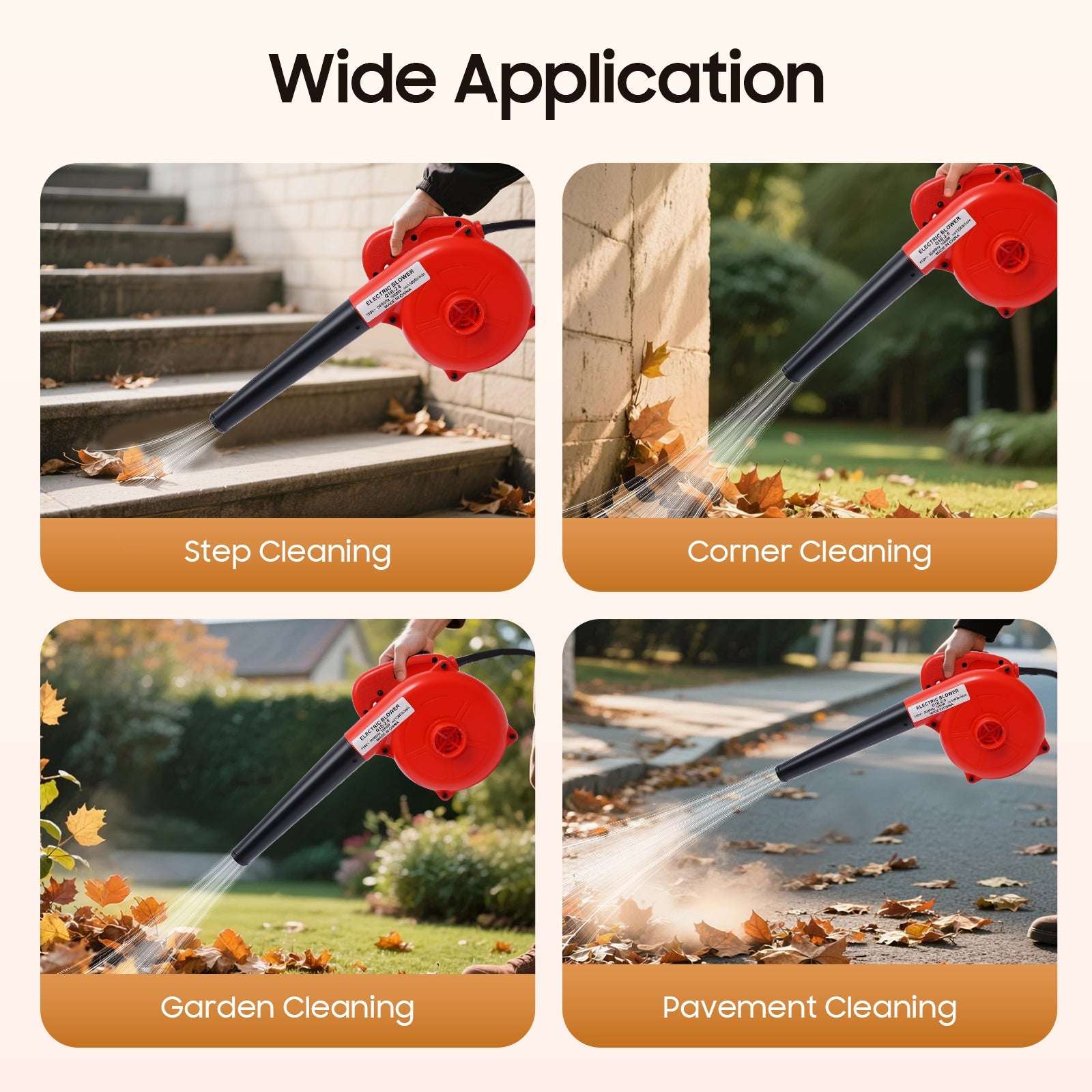 1000W 110V Electric Leaf Blower, Portable Electric Air Blower, Handheld Blower