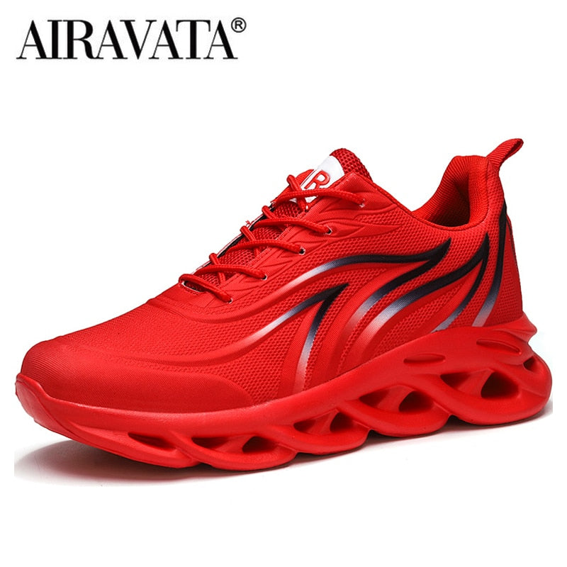 Men's Flame Printed Sneakers Flying Weave Sports Shoes Comfortable Running Shoe image 1