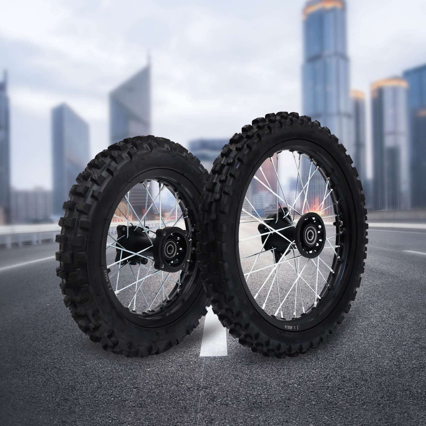 Front & Rear Wheel Kit For 50Cc 70Cc 90Cc Dirt Bike Pit Bike Monkey Bike - Complete Motorbike Wheel Set