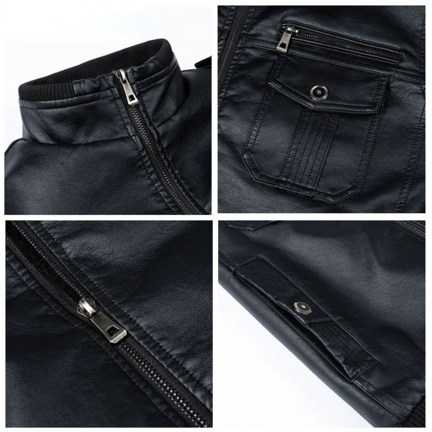 Autumn Winter Men's Motorcycle Biker Leather Jacket Men Windbreaker Fashion PU image 3