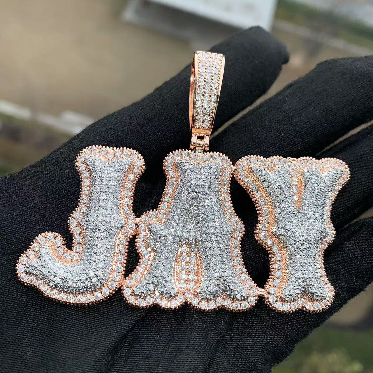 CUC NEW Custom Double Letter Name Pendant With Iced Out Zirconia Gold Silver Co image 3