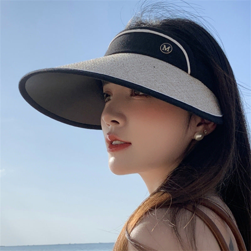 Large Brim Sun Hat for Women Summer Trip, UV Resistant Empty Top, Slim Face, Ve image 4