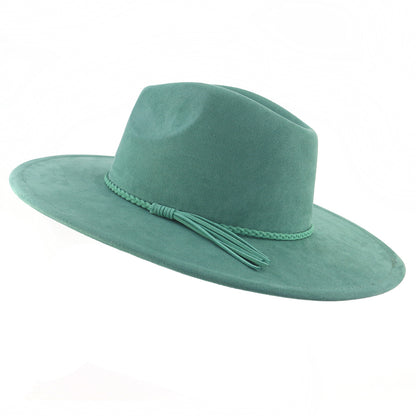 Suede Top Hat 9.5cm Wide Brim Fedora Hat Men Women Autumn Winter Felt Jazz Hats image 2