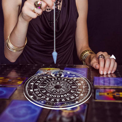 8.6in Clear Acrylic Divination Pendulum Decision Scrying Board With Moon Star M image 1