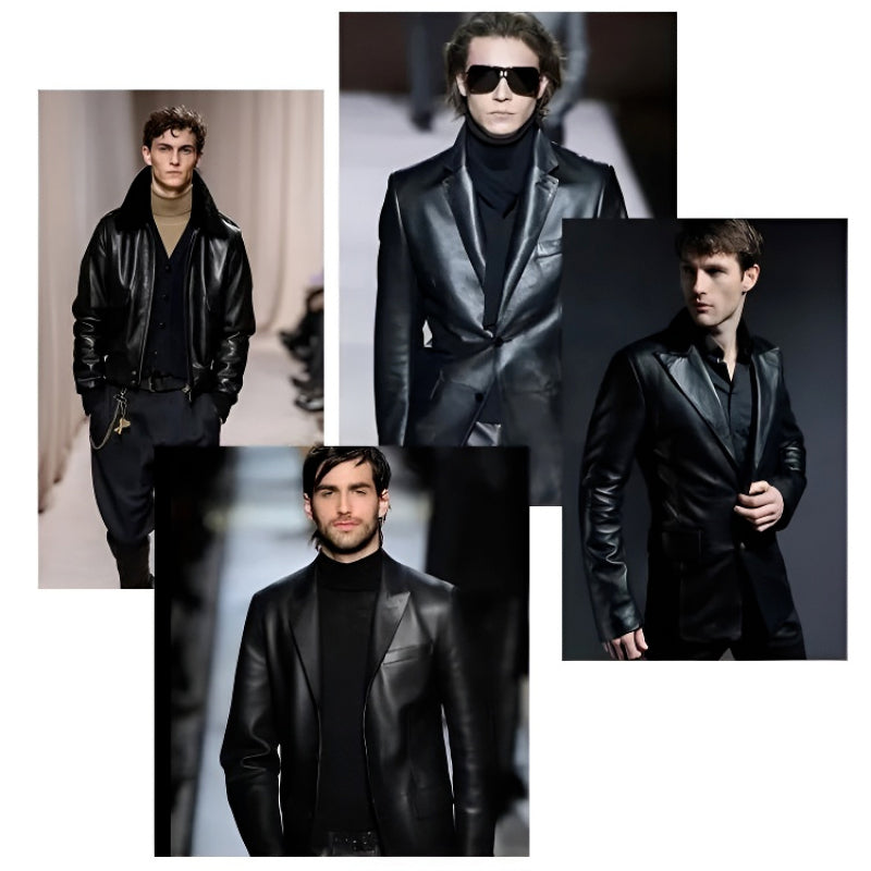 Middleaged and elderly men's Pu leather jacket standup collar spring blouse cas image 5