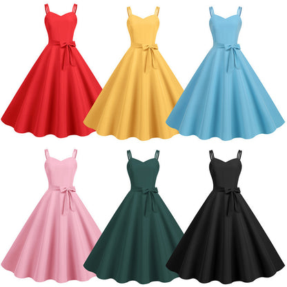 Women Casual Sleeveless Evening Party Prom Dress Strap A Line Large Swing Dress image 10