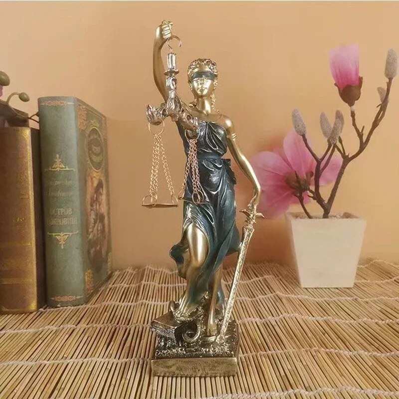 ERMAKOVA European Antique Bronze Greek Justice Goddess Statue Fair Angels Resin image 7
