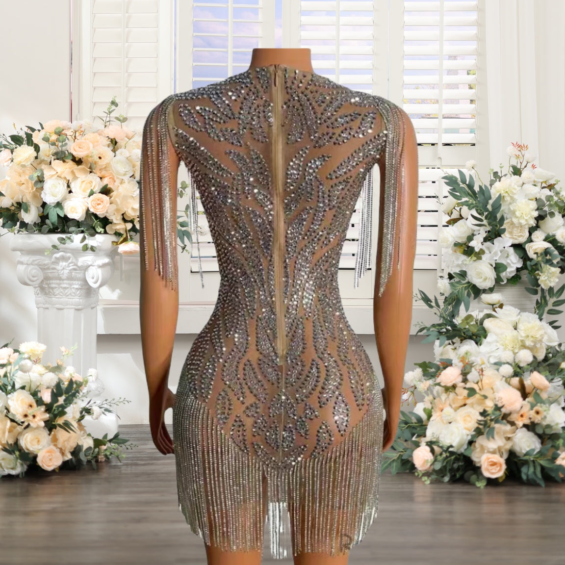 Sparkly Crytal Beaded Homecoming Dresses for Girls 2025 Crew Neckline Illusion  image 2