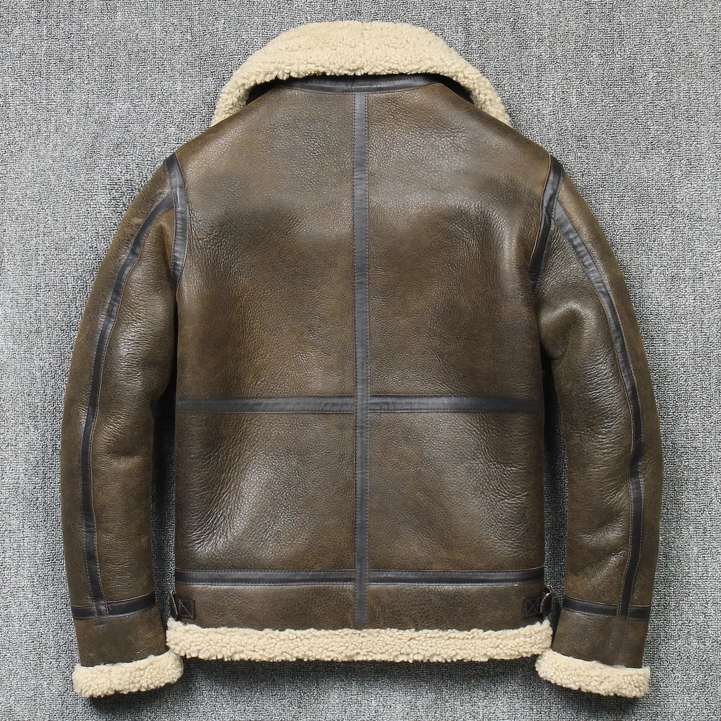 2025 Men's Winter Aviator Real Leather Jacket Sheepskin Shearling Genuine Leath image 5