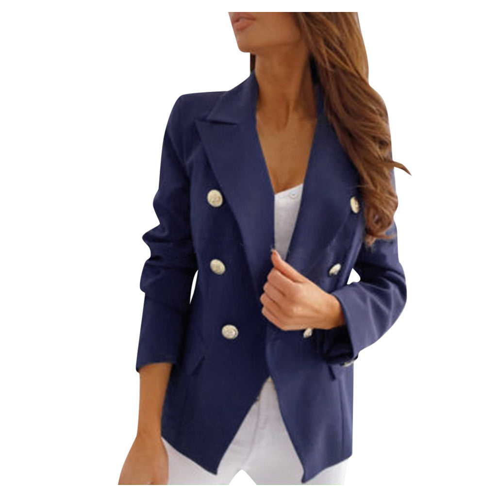 Plus Size Women Blazers Elegant Fashion Formal Cardigan Coat Solid Color Pocket image 2
