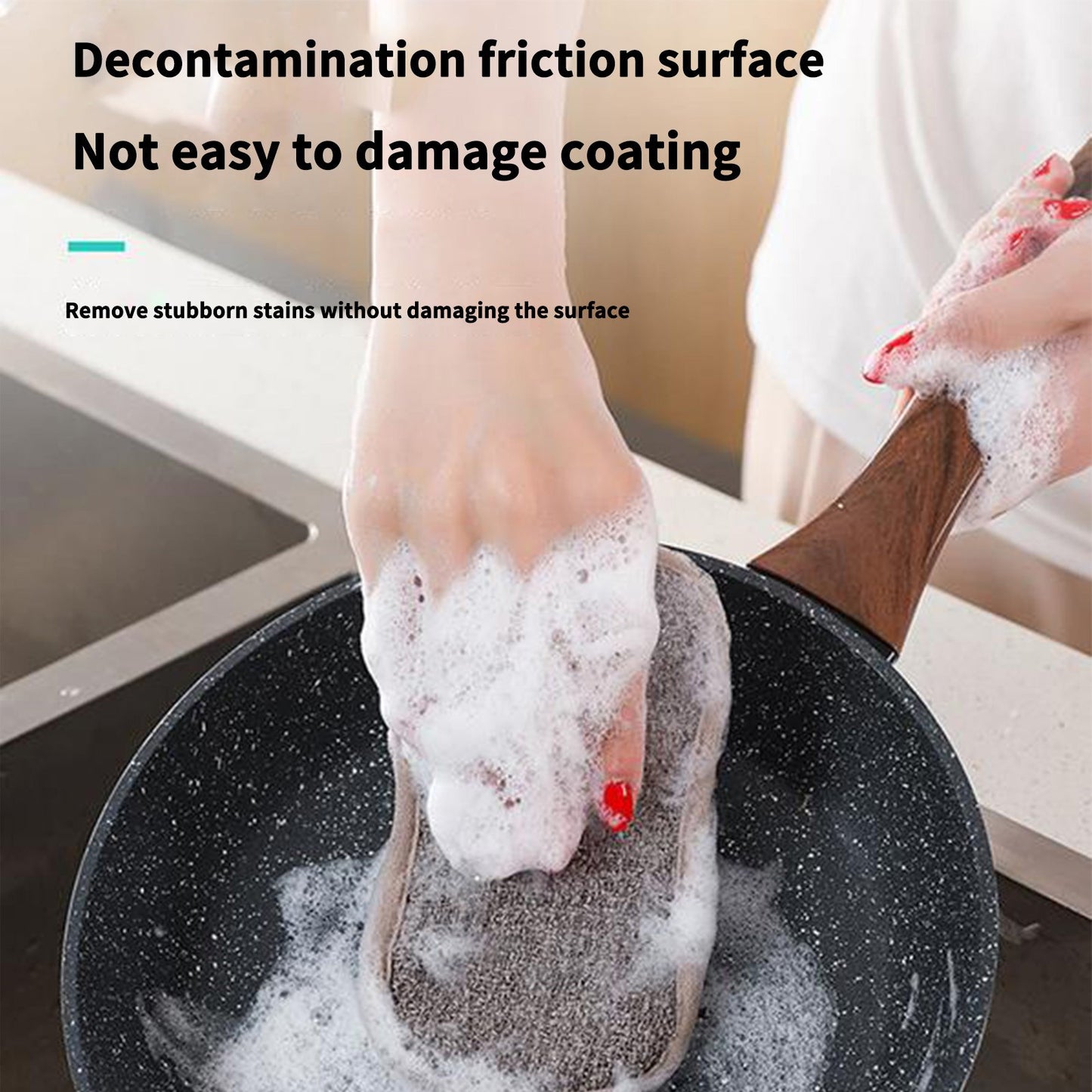 Reusable Double-Sided Scrub Dish Washable Sponge Microfiber Scouring Sponge Kit image 7