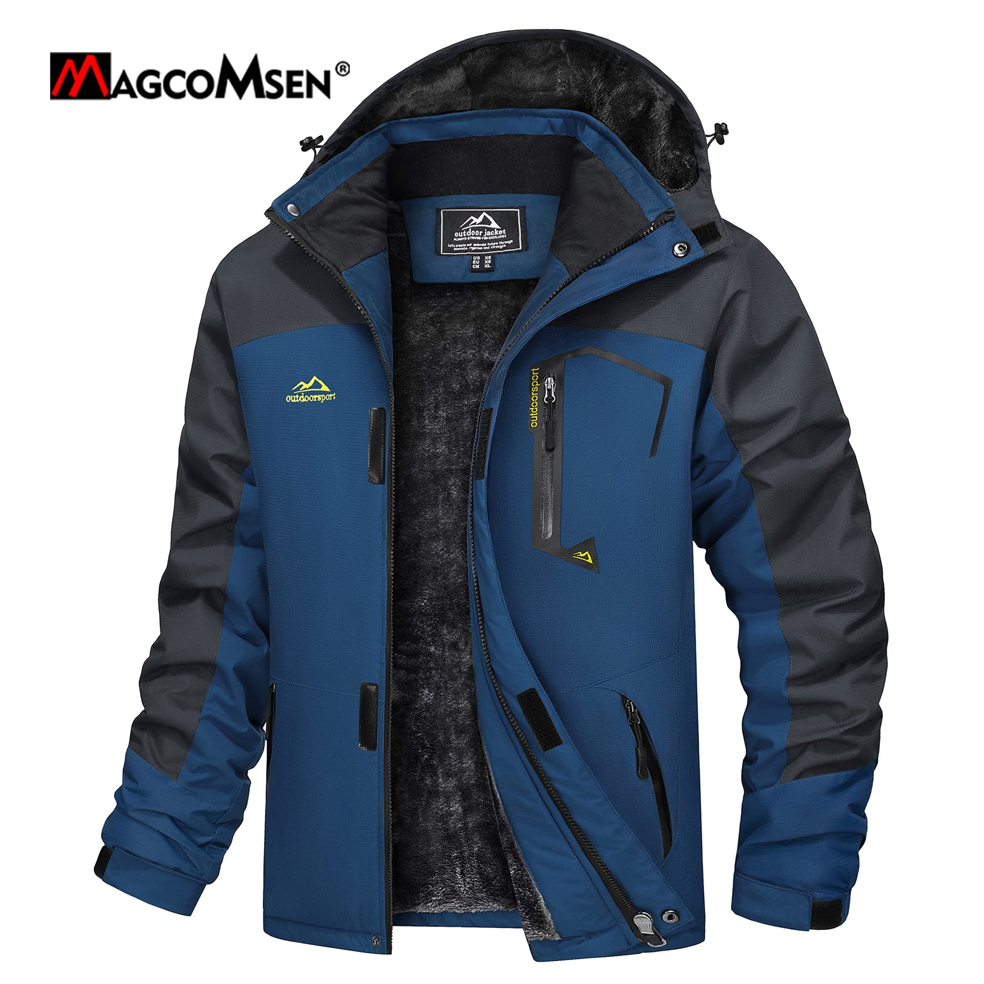 MAGCOMSEN Men's Hooded Fleece Ski Jacket Waterproof Thermal Thick Warm Parka Co image 16