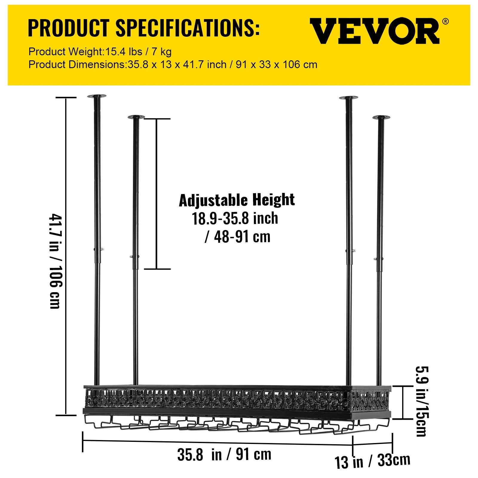 VEVOR Metal Wine Glass Rack Upside Down Ceiling Hanging Goblet Glass Cup Holder image 4