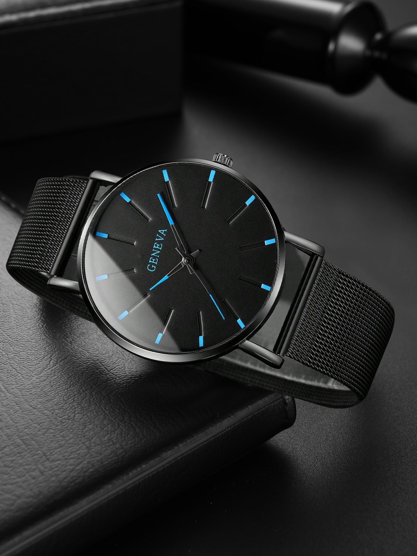 Watch + Bracelet Minimalist Men's Fashion Ultra Thin Watches Simple Men Busines image 8