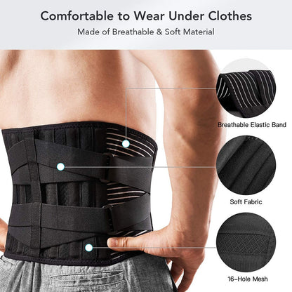 AOLIKES Lower Back Brace with 6 Stays Anti-skid Orthopedic lumbar Support Breat image 3