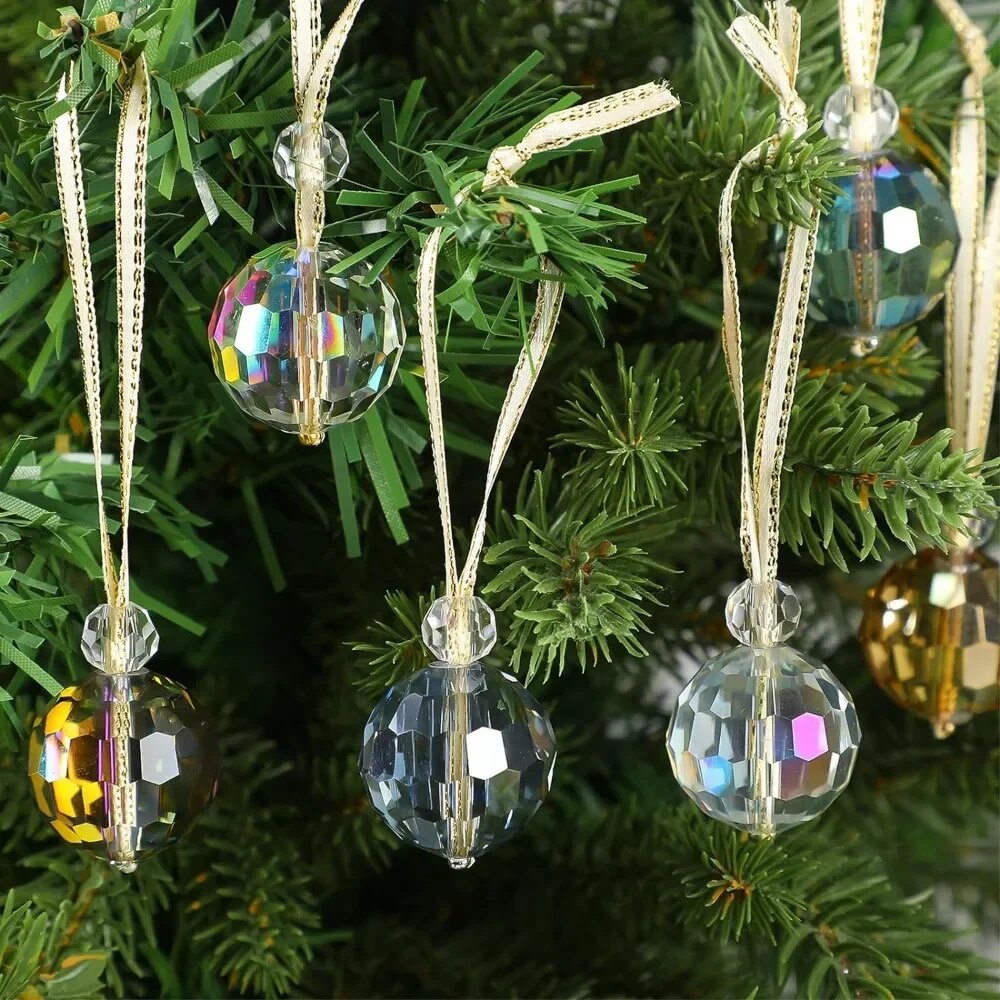 60 Pcs Multicolor Crystal Christmas Ball Ornaments Ball Colorful Glass Balls Ch image 1