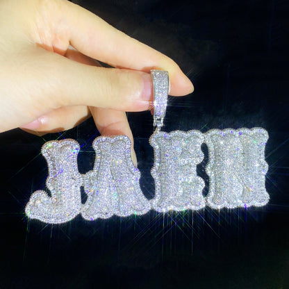 CUC NEW Custom Double Letter Name Pendant With Iced Out Zirconia Gold Silver Co image 2