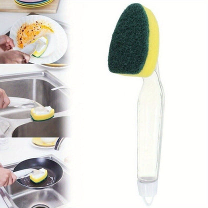 Sponge Kitchen Cleaning Pad long handle cleaning brush Scrubber Dish Washing NEW image 2