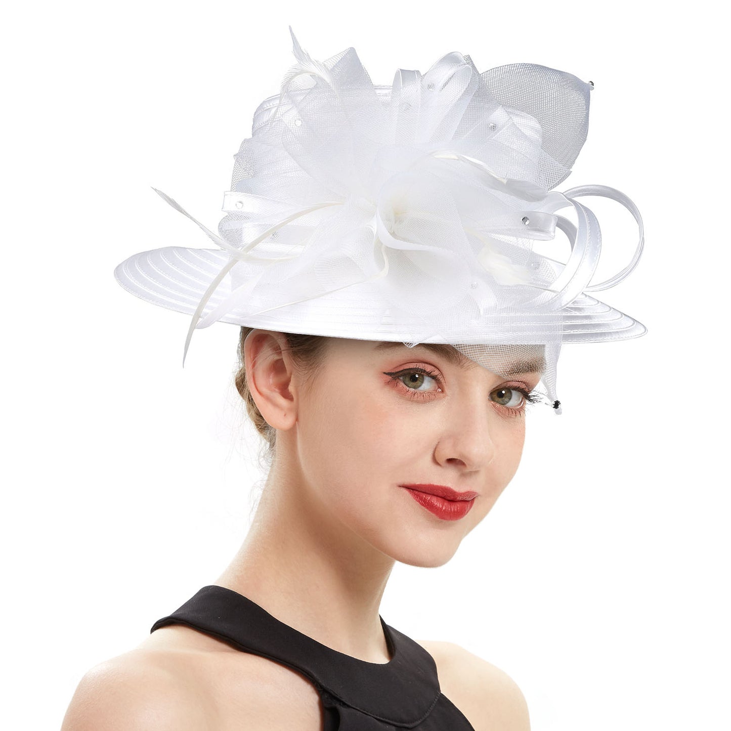 Perfect Most Popular Satin Cloth Church Hat Deluxe Unique Photography Wedding H image 38