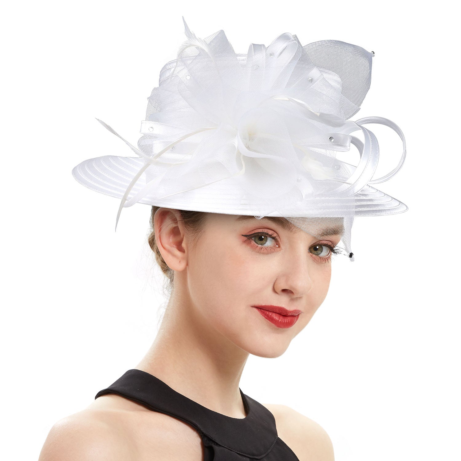 Perfect Most Popular Satin Cloth Church Hat Deluxe Unique Photography Wedding H image 38