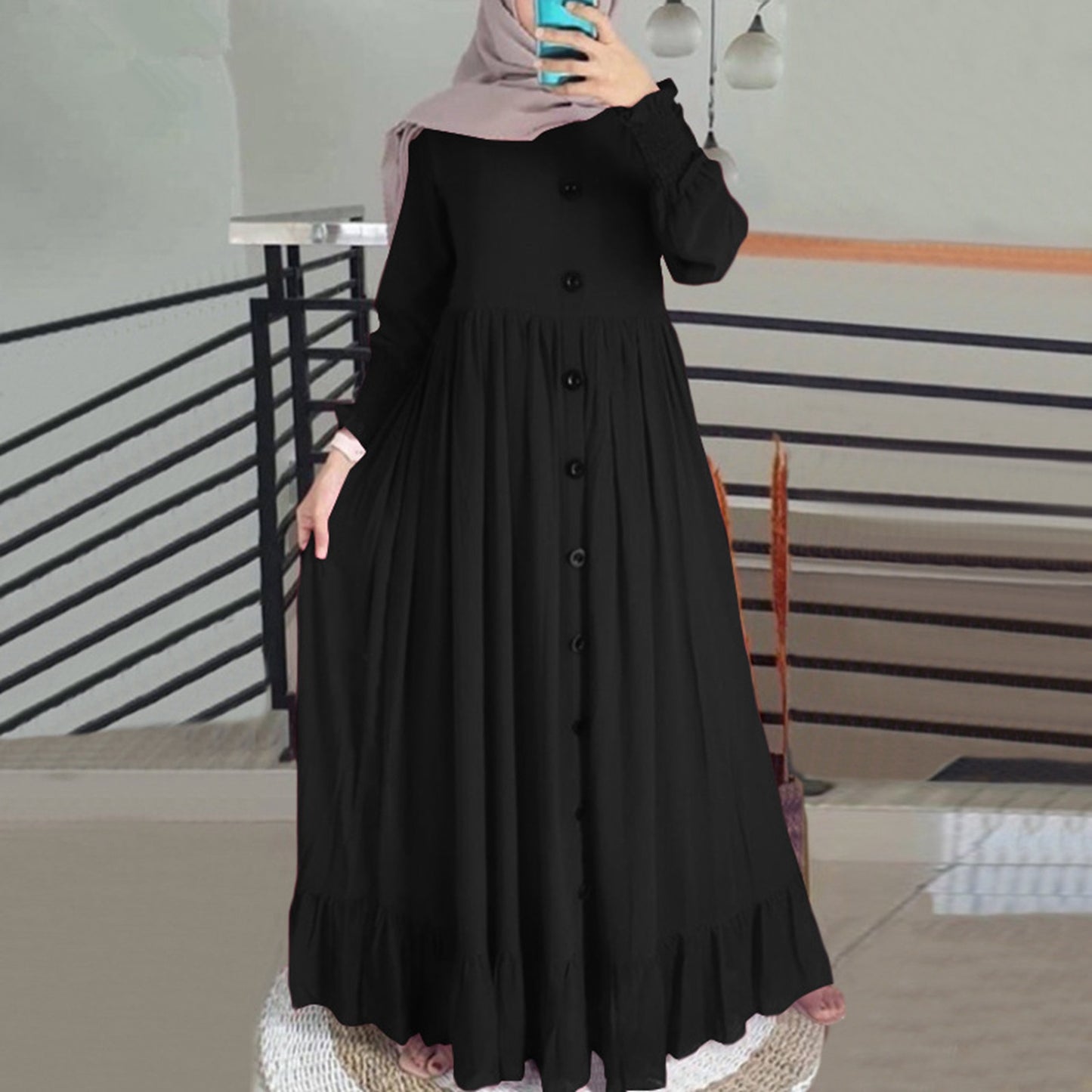 New Muslim Hijab Dubai Abaya Long Dresses Women Retro Casual Maxi Dress Oversiz image 7