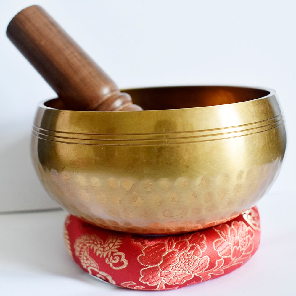 Nepal Handmade Tibetan Bowl with Cushion and Wood Stick Yoga Chanting Sound Hea image 5