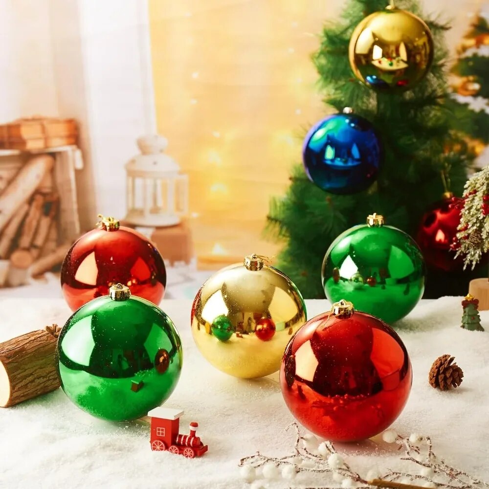 Set of 8 Christmas Ball Ornaments 6 " Christmas Ball Shiny Ornament Indoor a image 2