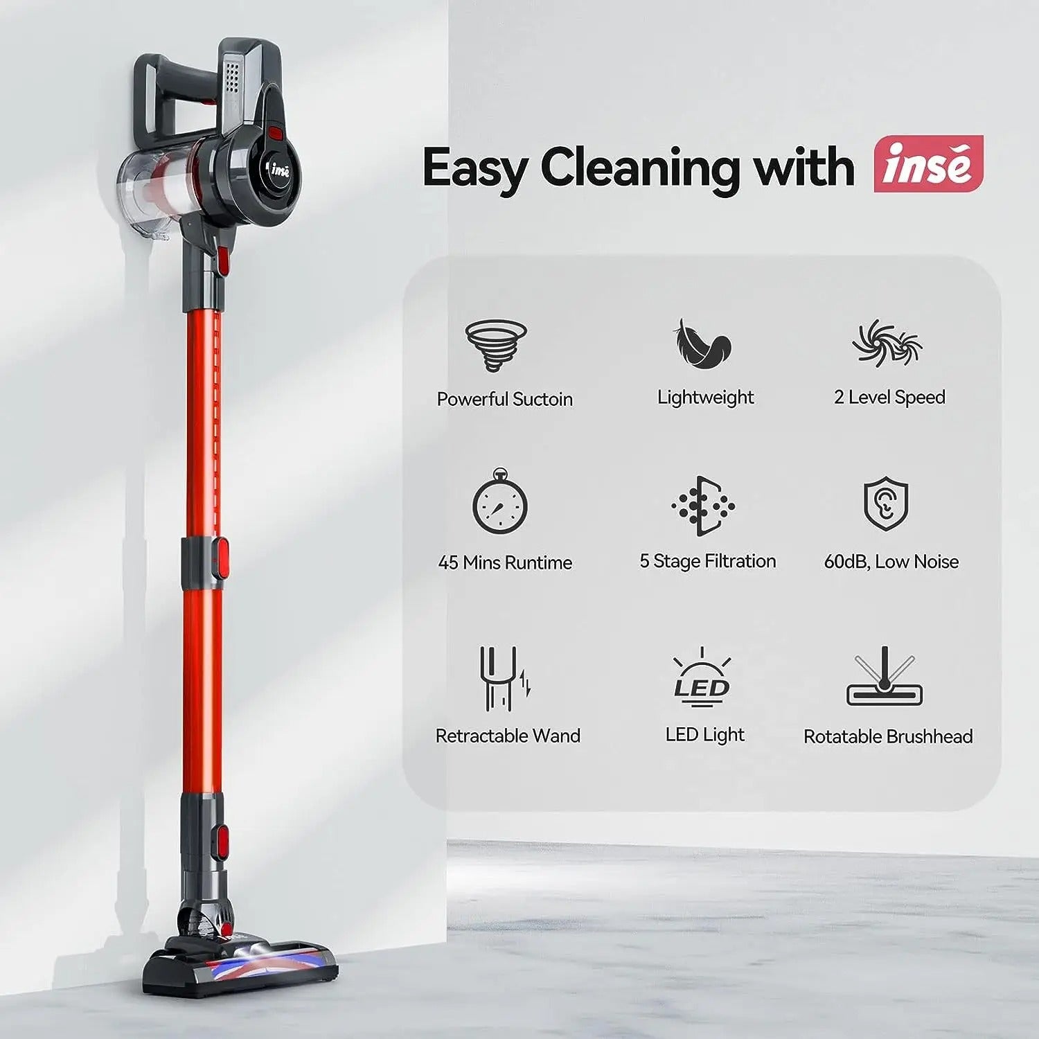 INSE N650 Cordless Vacuum Cleaner 4-in-1 Stick Vacuum Cleaner 160W Rechargeable image 7