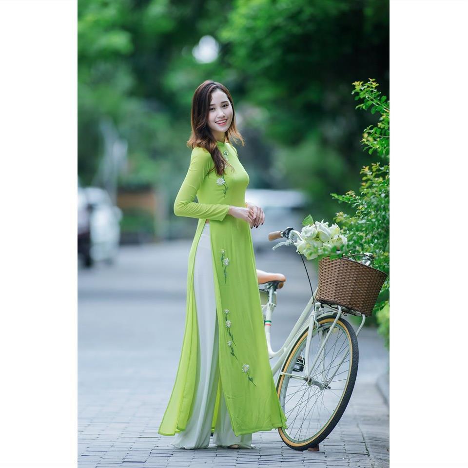 2024 vietnam classic style aodai dress full sleeve Women flower printing aodai