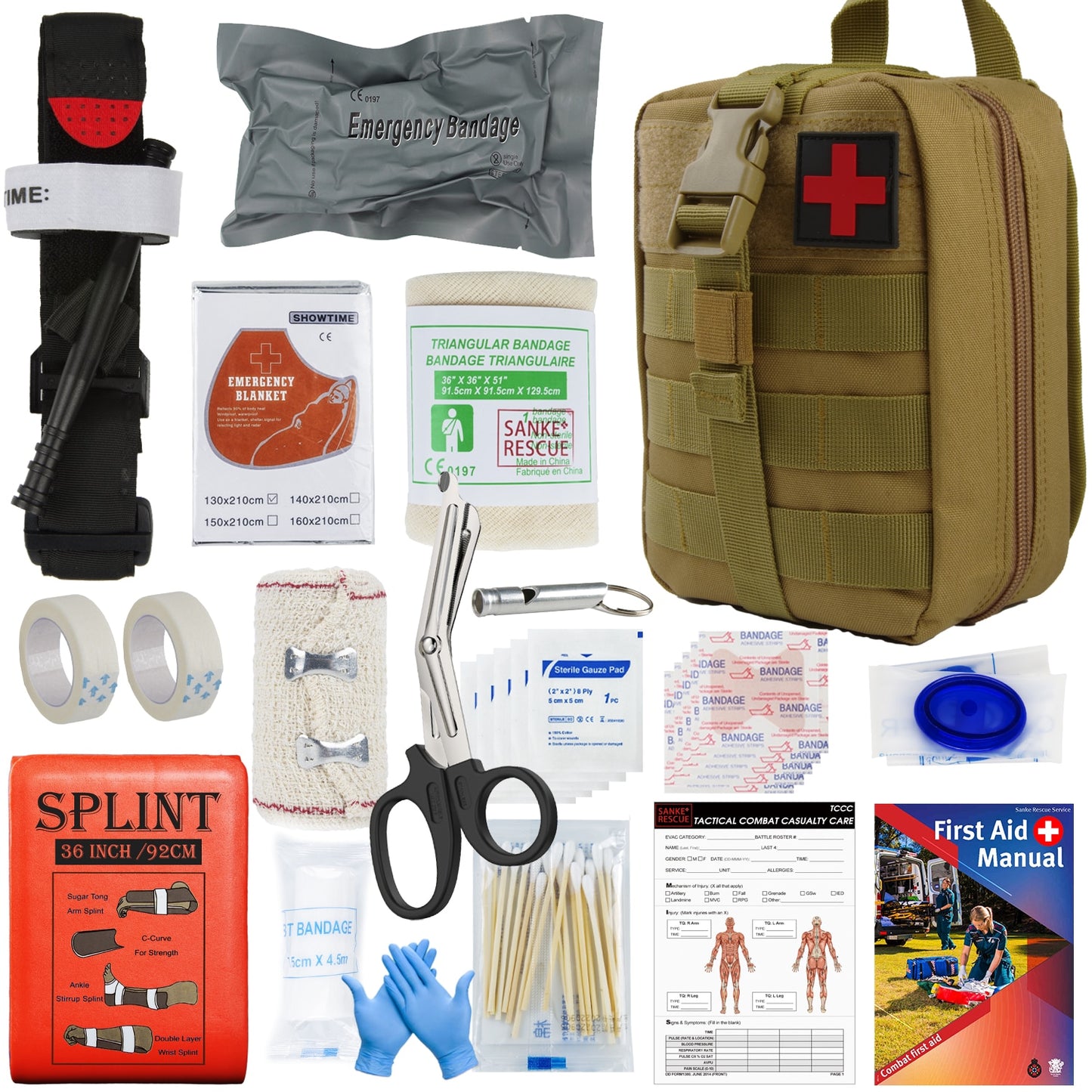 First Aid Survival Kit Tactical IFAK Pouch Supplied full set Molle Camping Kit image 1