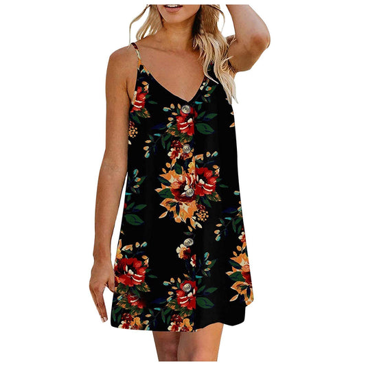 Plus Size Loose Beach Bohemian Dresses For Women 2022 Tank Sleeveless