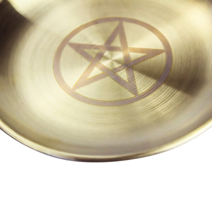 Pagan Ritual Tray Altar Pentagram Plate Crystal Stone Shelves Candle Holder Inc image 11