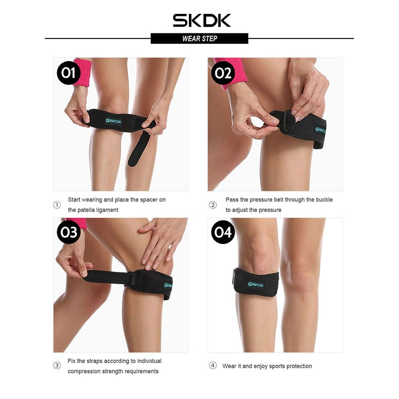 SKDK 1PC Patella Kneecap Band Adjustable Silica Gel Knee Tendon Strap Protector image 5
