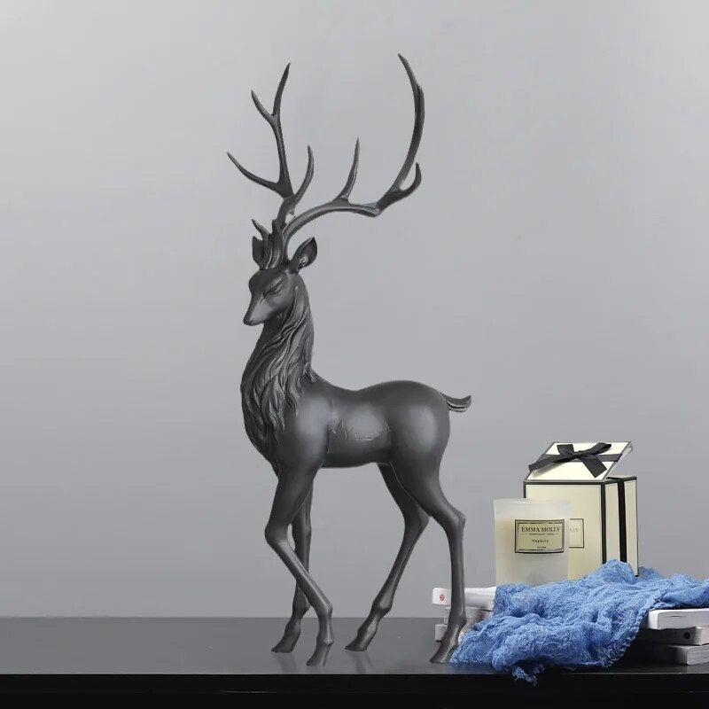 High End Deer Statue Reindeer Figurines Resin ELK Sculpture For Living Room Lux image 8