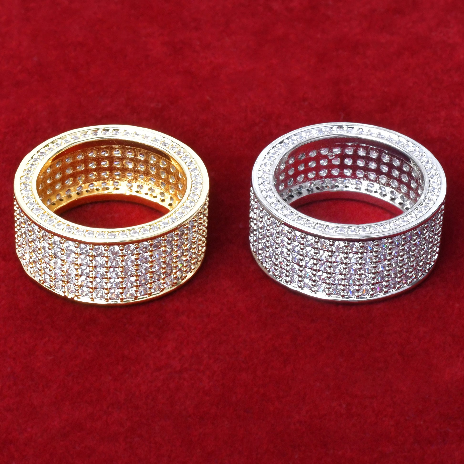 5 Row CZ Men's Ring 18 K Copper Charm Gold Color Cubic Zircon Iced Fashion Hip  image 4