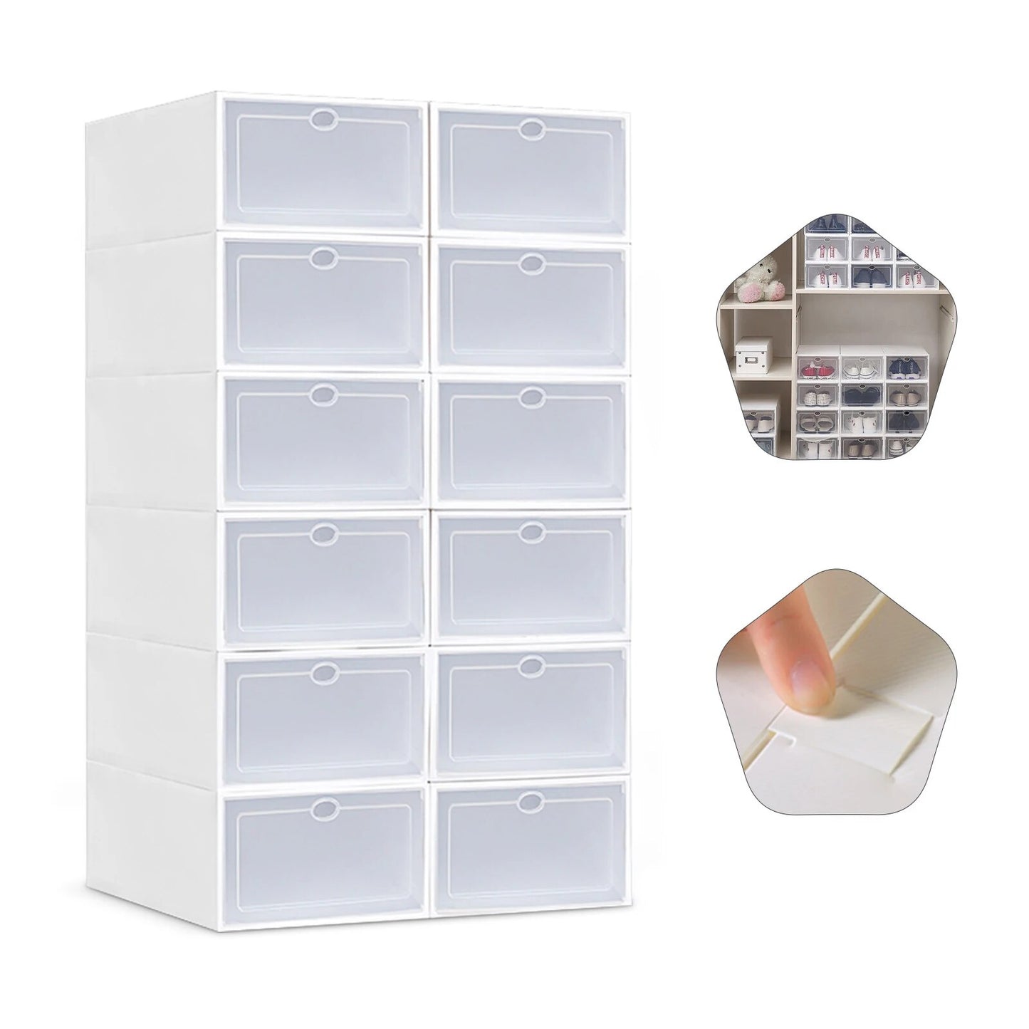 (20) Clear Shoe Storage Boxes Flip Plastic Stackable Sneaker Holder Organizer B image 3