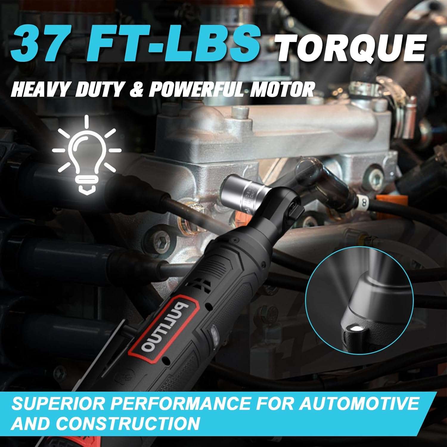 Cordless Electric Ratchet Wren3/8" 12V Power Ratchet Tool Kit 37 Ft.