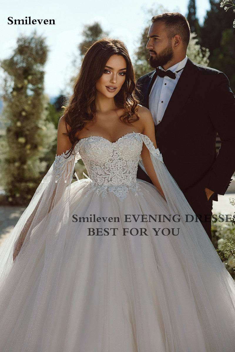 Smileven Boho Wedding Dress Beach Sweetheart Lace Appliques Bride Dresses Robe image 2