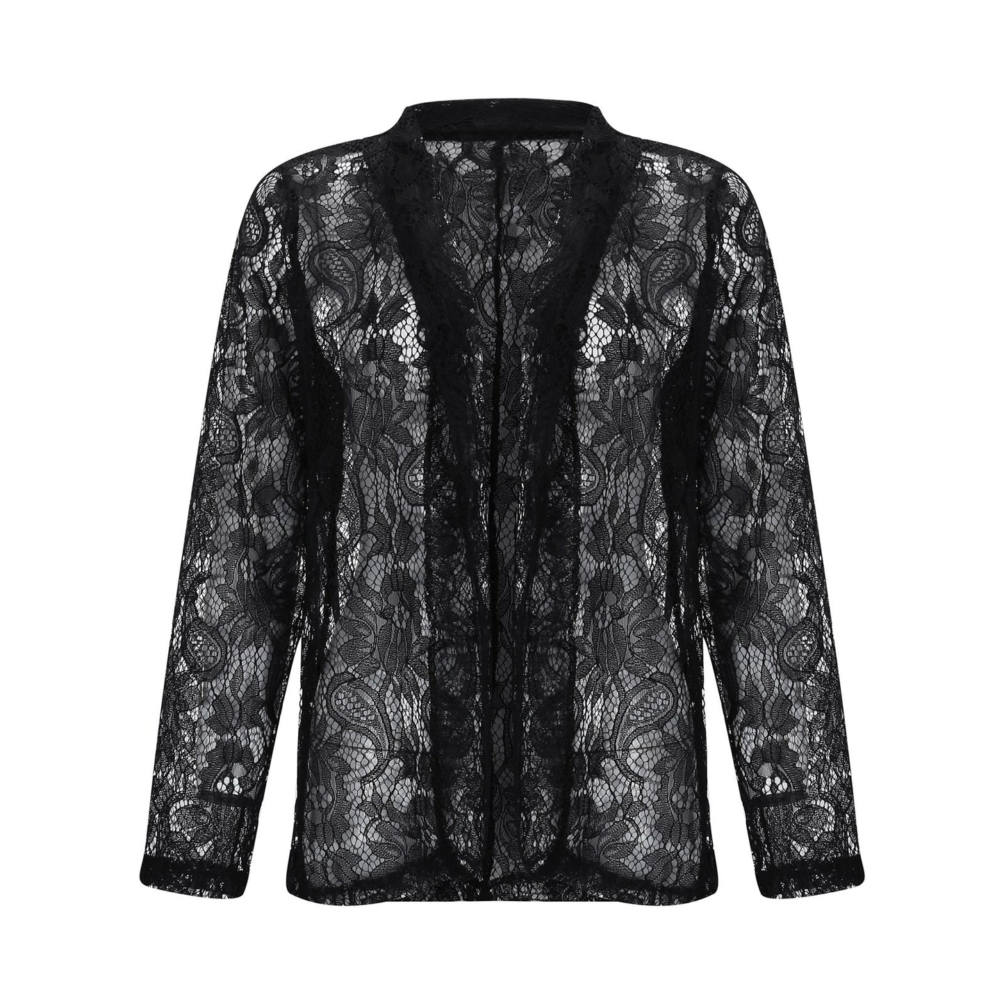 White Lace Hollow Out Women's Suit Coat Solid Open Stitch Blazers Outdoor Forma image 4