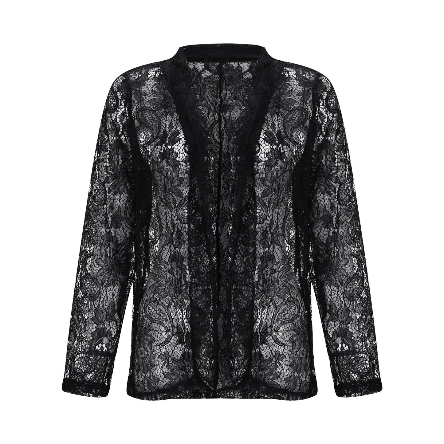 White Lace Hollow Out Women'suit Coat Solid Open StitBlazers Outdoor Forma