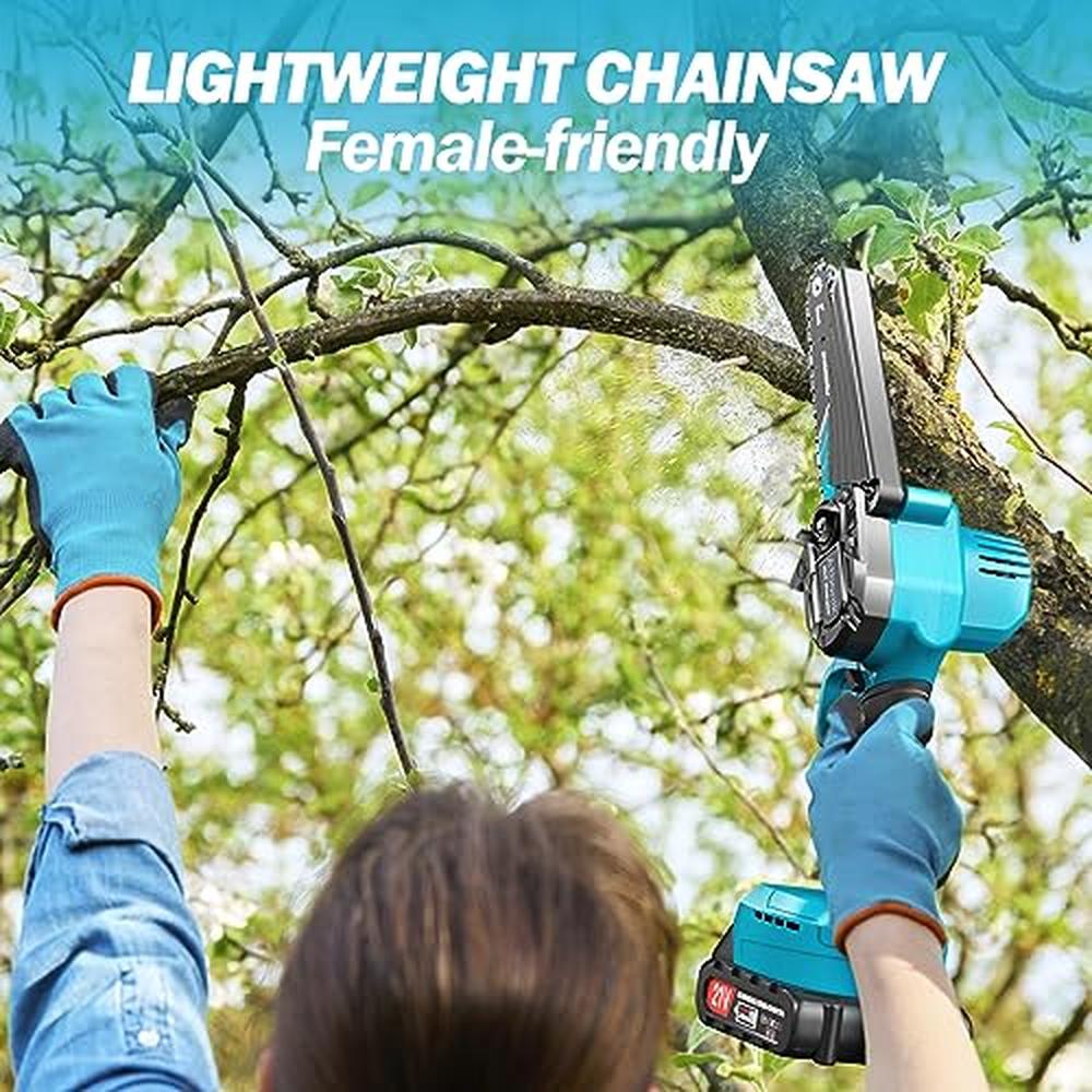 Portable 6-Inch Cordless Electric Chainsaw Kit with 2 Batteries and Safety Lock image 5