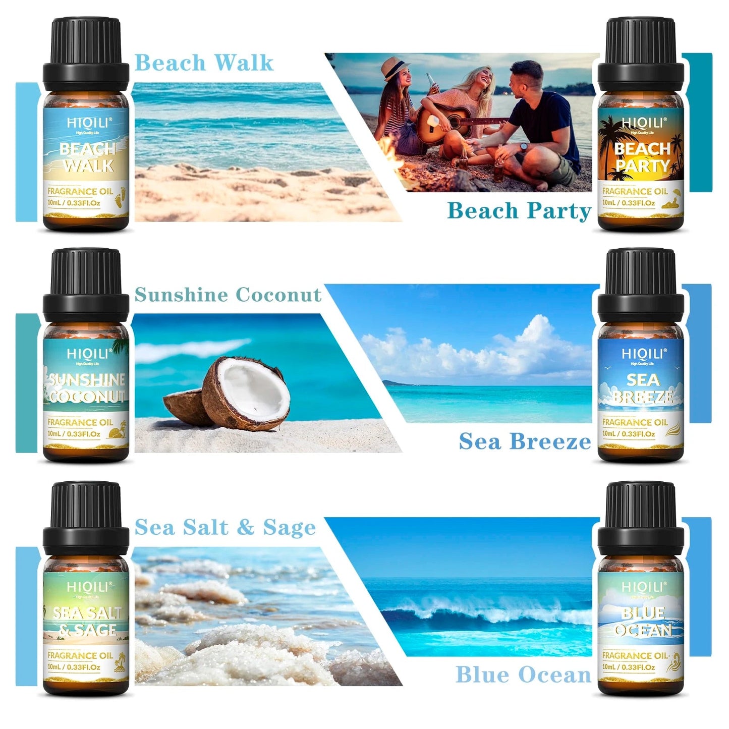 USA Essentials Fragrance Oils Set-Gold Coast Theme | TOP 6 Gift Set Use for Aromatherap image 1