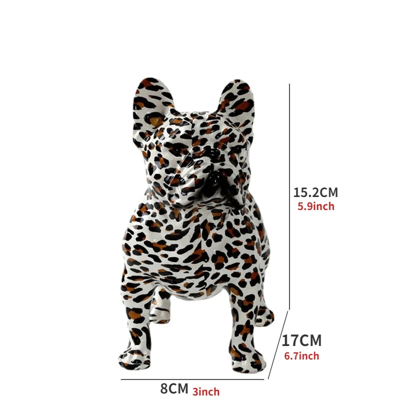 Colorful Standing French Bulldog Resin Statue Decoration, Pet Dog DIY Graffiti image 2